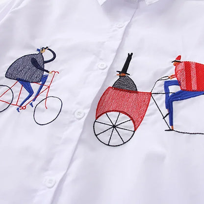 Elegant cotton blouse long sleeve white office shirt