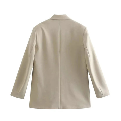TRZA Women’s Elegant Blazer Coat – Double Breasted Loose Fit