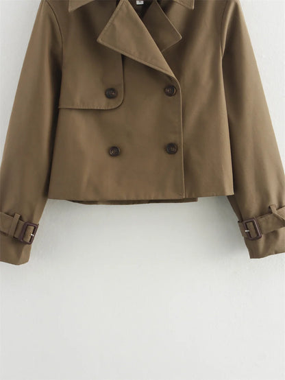 Vintage Cropped Trench Jacket – Women Chic Coat