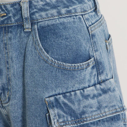 Trendy Women's High-Waist Denim | Street Multi-Pocket Jeans