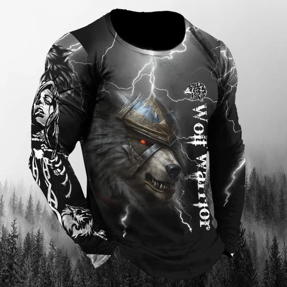 Men’s 3D Animal Wolf Shirt – Trendy Loose Casual Tee