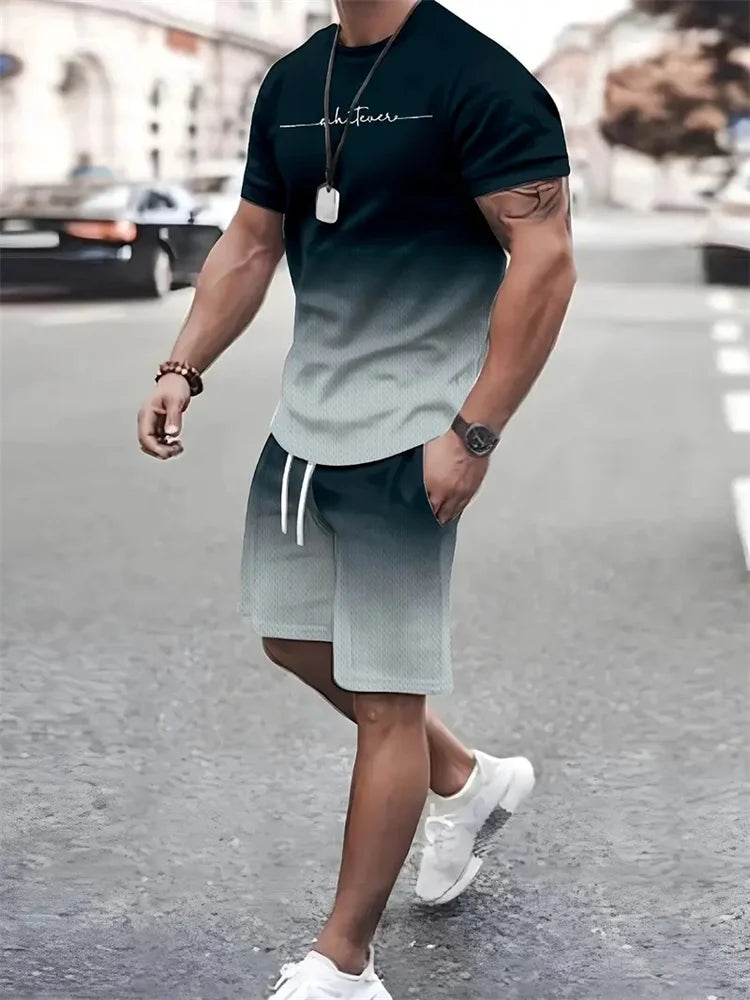 Men's Summer 2-Piece 3D T-Shirt & Shorts Set