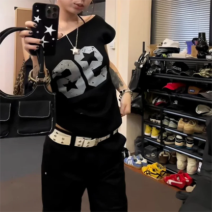 Off Shoulder Y2K Harajuku Tee – Summer Top