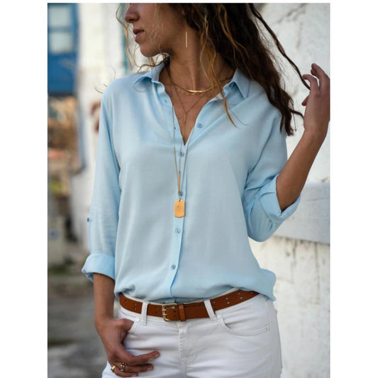 Vintage Autumn Women’s Shirt Polo Collar Loose Blouse