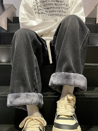 Winter Jeans, Korean Style, Fleece Lined, Warm Denim