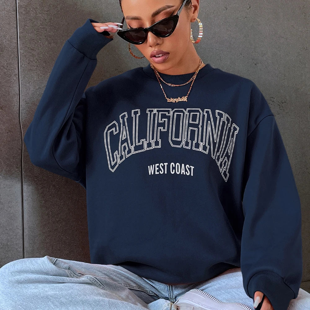 Korean Trend Women’s California Hoodie – Long Sleeve Pullover