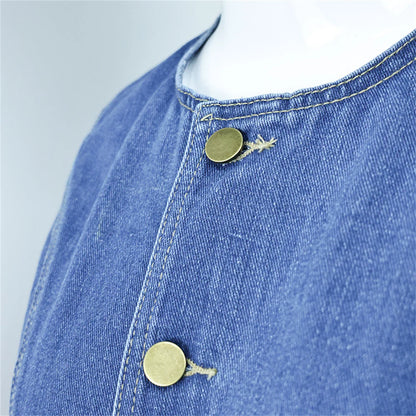 Women's Summer Denim Shorts Set Sleeveless Top & High Waist Shorts