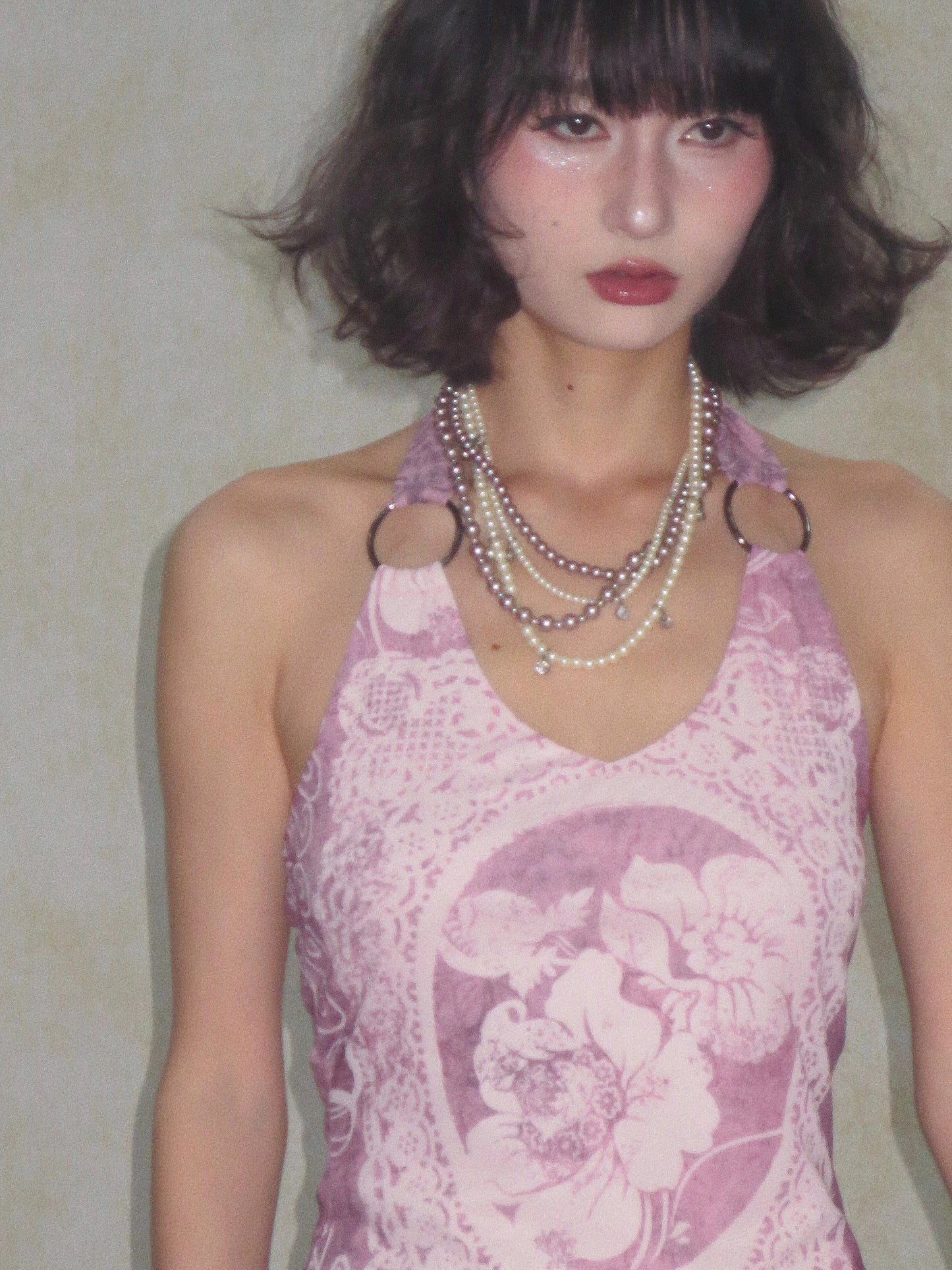 Karrcat Y2K Purple Halter Top – Harajuku Flower Print