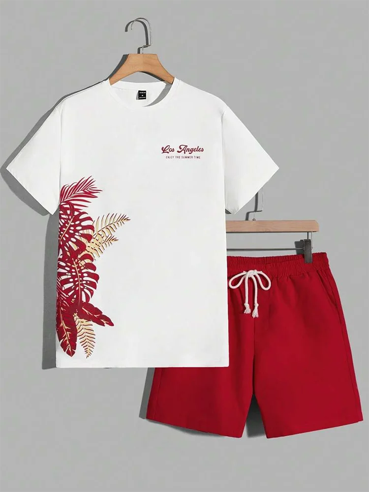 Men's Hawaiian T-Shirt & Shorts Set Beach Outfit