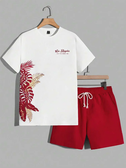 Men's Hawaiian T-Shirt & Shorts Set Beach Outfit