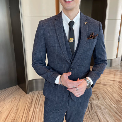 Men's Plaid 3-Piece Suit – Business Casual