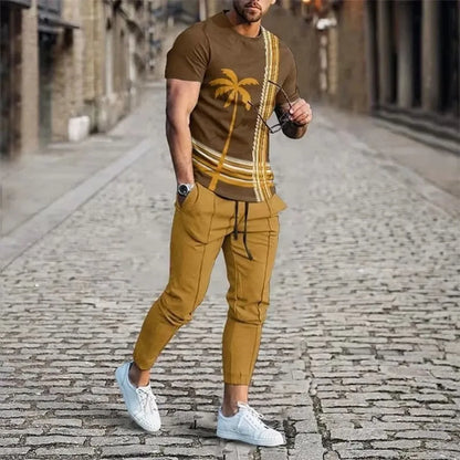 Men's 3D Print T-Shirt & Pants Set – Casual & Breathable