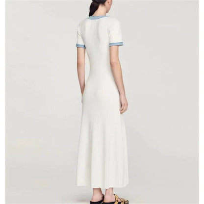 Elegant knit maxi dress, chic office bodycon style