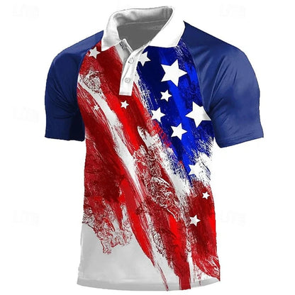 American Flag 3D Polo Shirt Men Independence Day