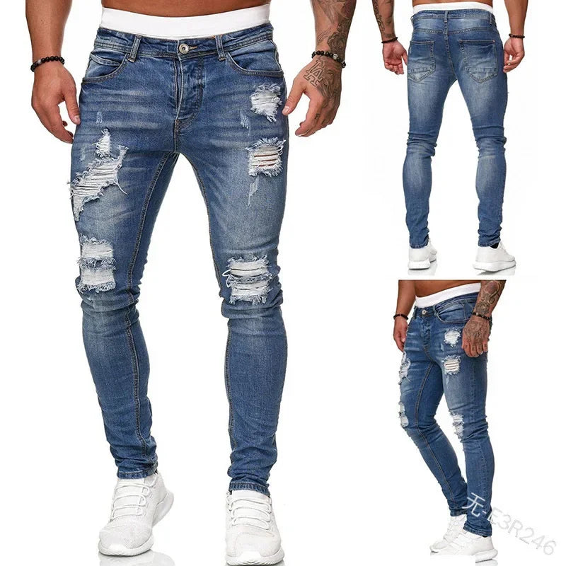 Men's Ripped Skinny Jeans – Stretch Hip Hop Denim