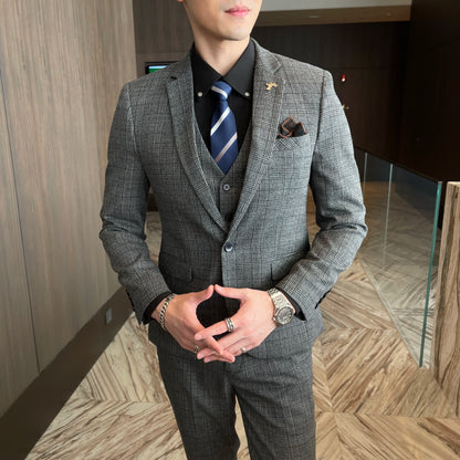 Men's Plaid 3-Piece Suit – Business Casual