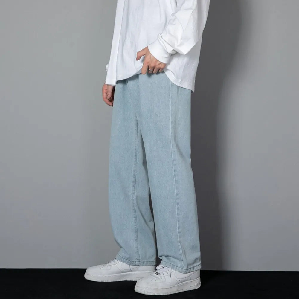 Men's Korean Straight Denim Wide-Leg Jeans