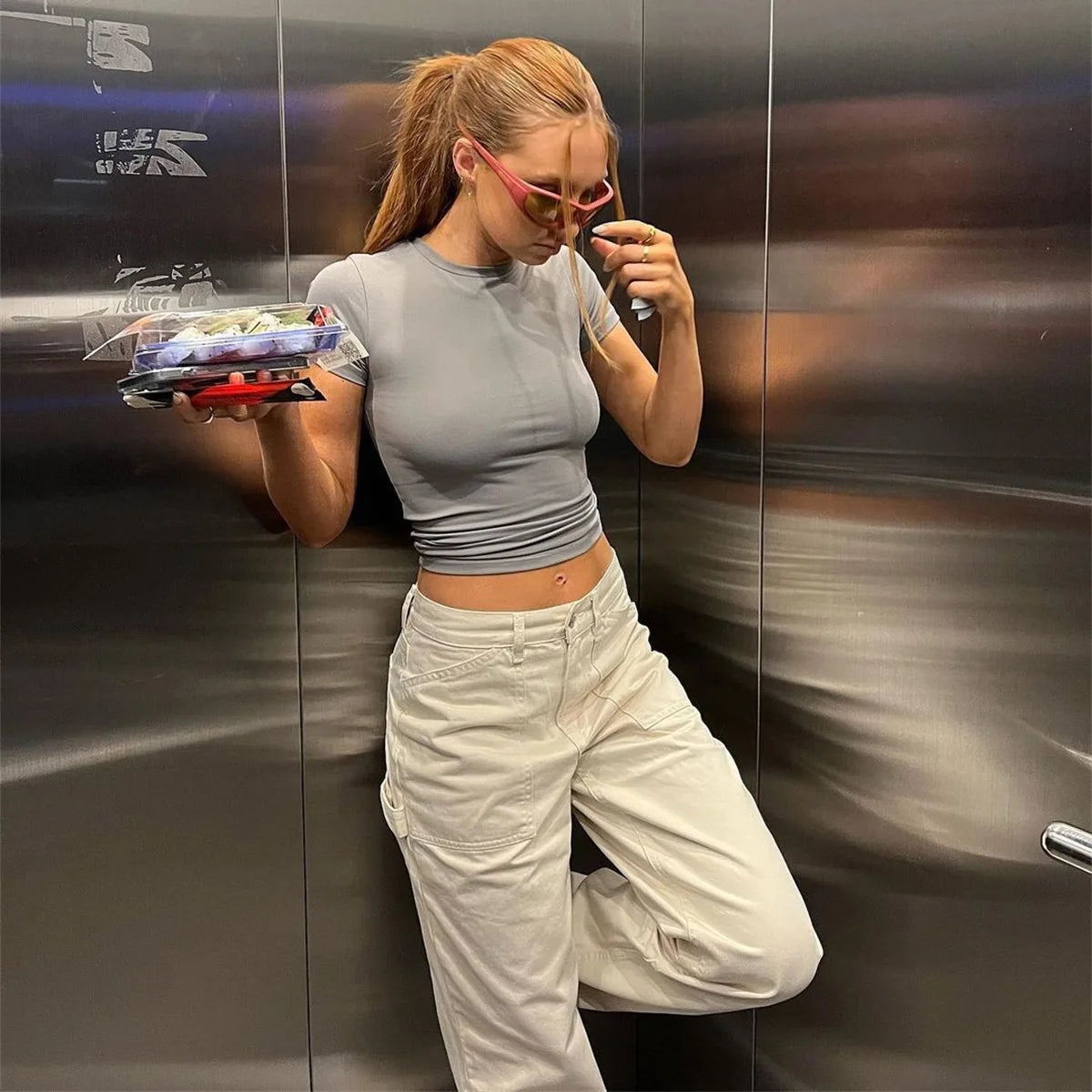 Sexy Slim Fit White Crop Tee  Women’s Streetwear Tank Top