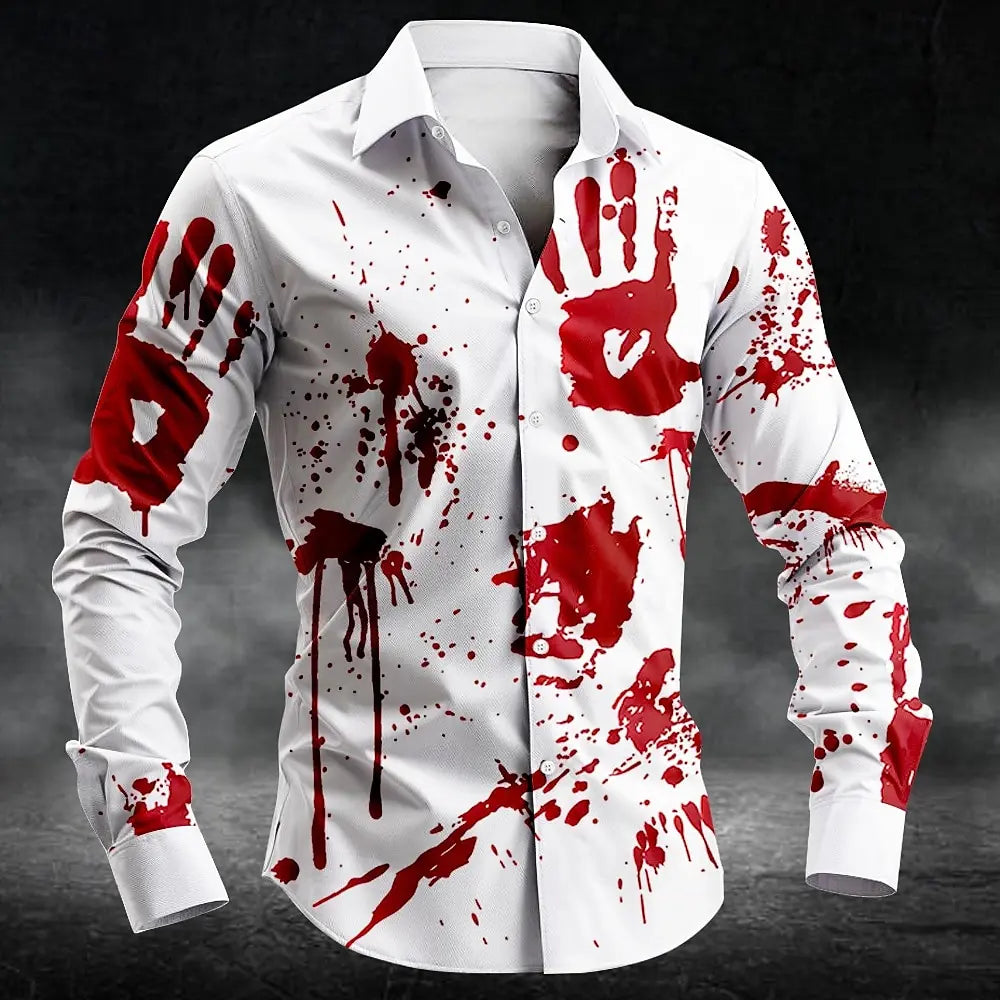 Halloween men’s gothic blood print shirt punk streetwear