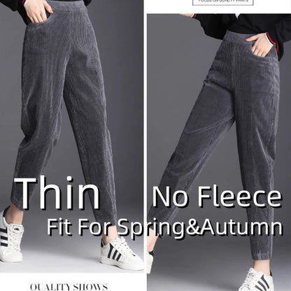 Cozy high-waist corduroy pants for winter
