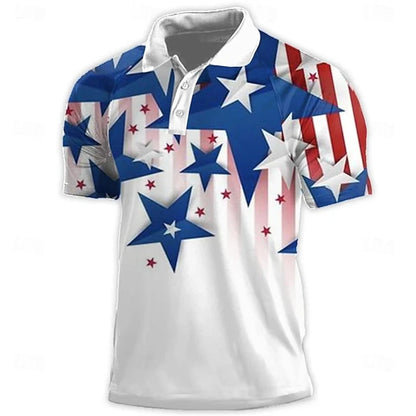 American Flag 3D Polo Shirt Men Independence Day