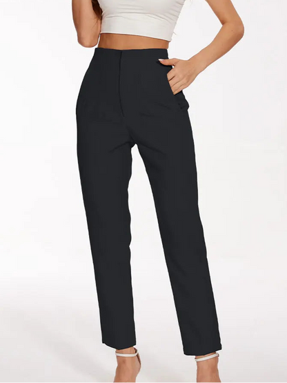 TRAFZA Women High Waist Slim Pants Office & Street Style 2024