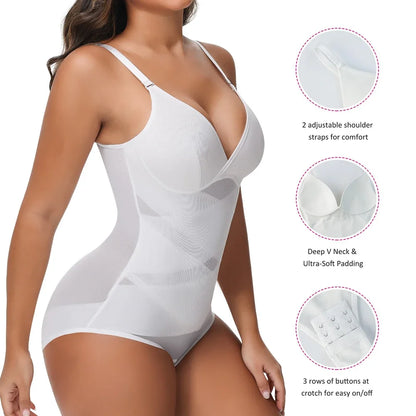 Sexy Cross Waist Bodysuit – Mesh, Breathable, Tummy Control