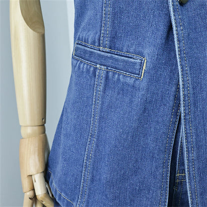 Women's Summer Denim Shorts Set Sleeveless Top & High Waist Shorts