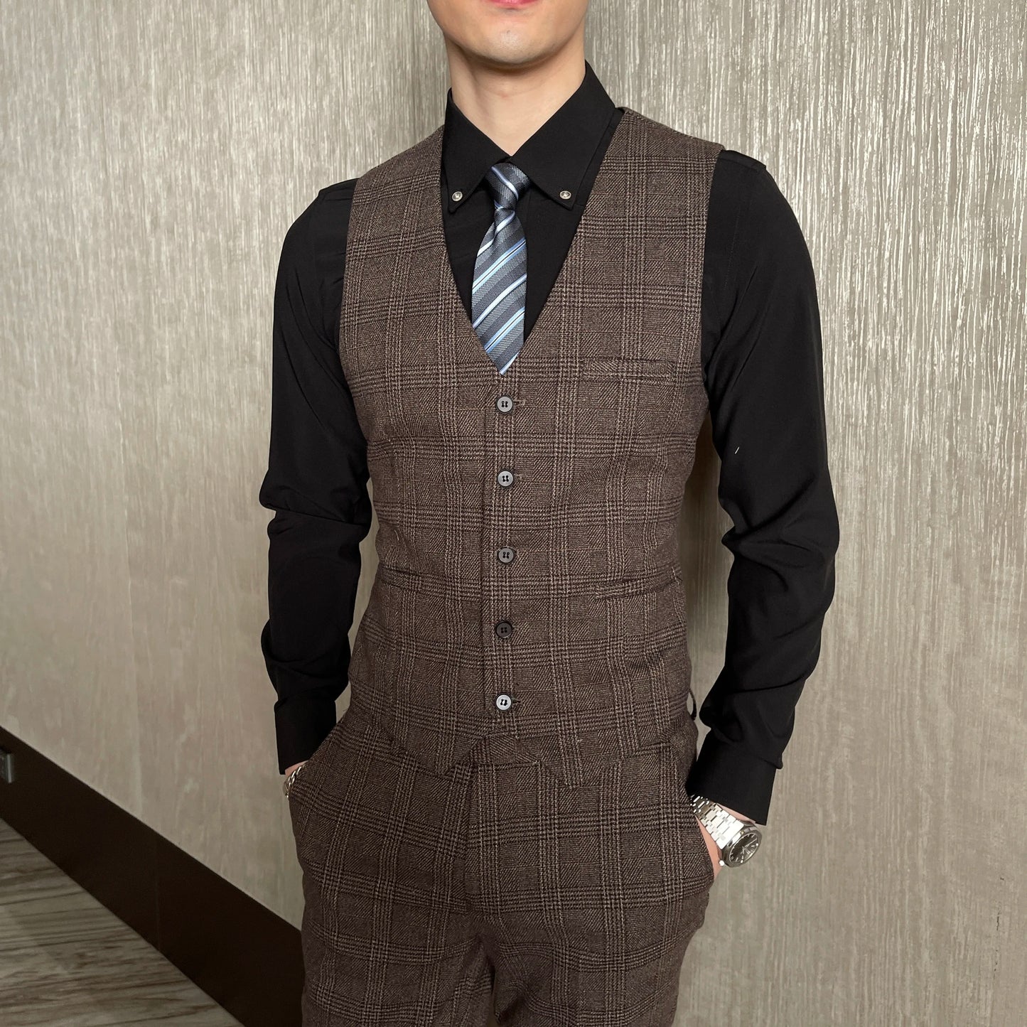 Men's Plaid 3-Piece Suit – Business Casual