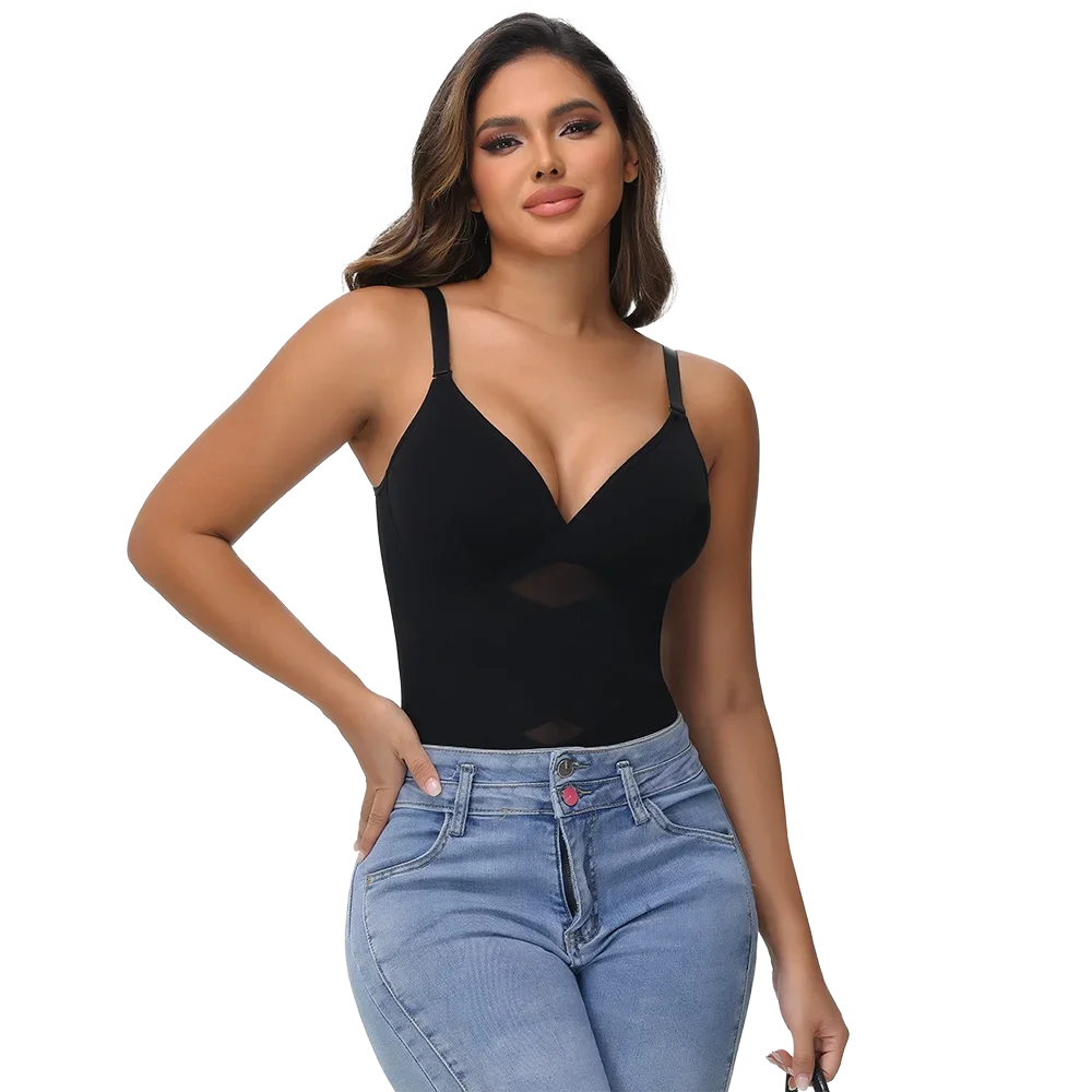 Sexy Cross Waist Bodysuit – Mesh, Breathable, Tummy Control
