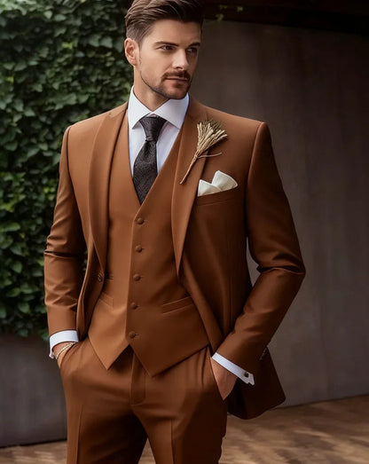 Italian Men's 3-Piece Slim Fit Wedding Suit – Elegant Tuxedo Set