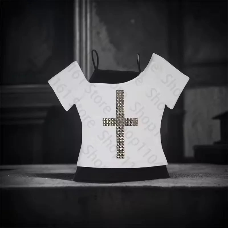 Gothic Punk Emo Crop Top – Y2K Harajuku Tee