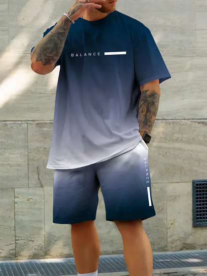 Men's Hawaiian T-Shirt & Shorts Set Beach Outfit