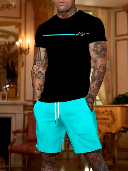 2025 Summer Men's Casual Short Sleeve Suit & Shorts