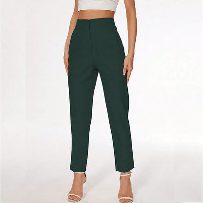 TRAFZA Women High Waist Slim Pants Office & Street Style 2024