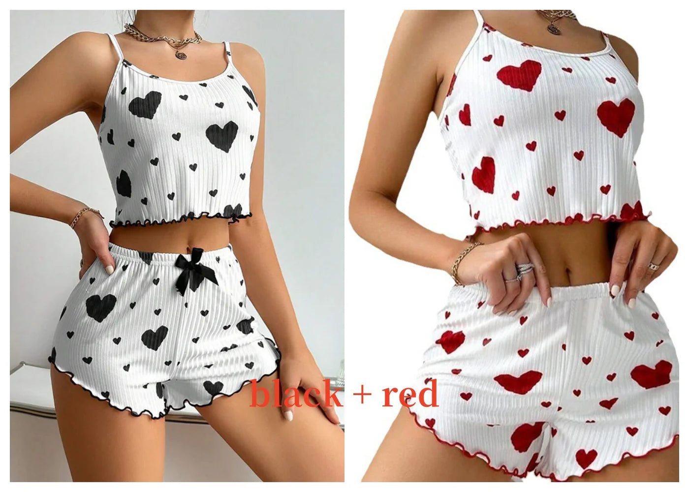 Women's 2PCS Pajamas Set – Soft Tank & Shorts, Love Print