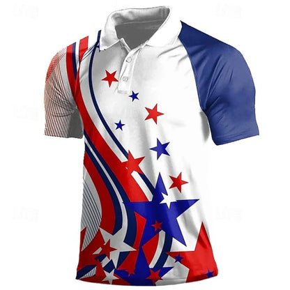 American Flag 3D Polo Shirt Men Independence Day