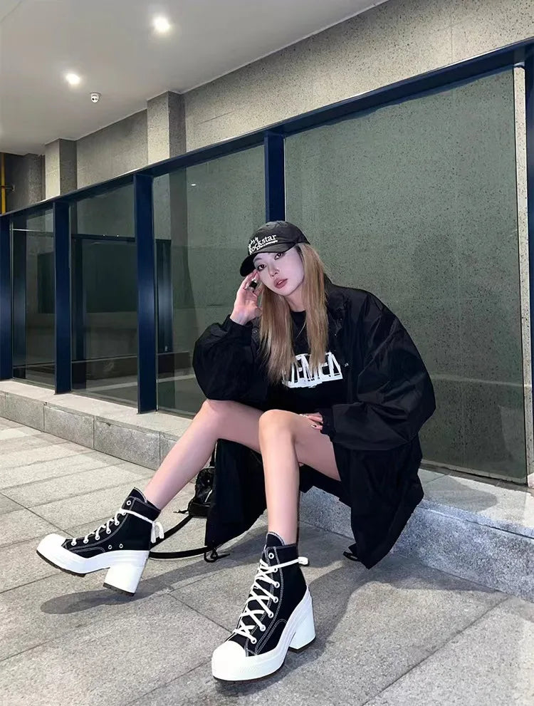 Stylish women’s platform canvas sneakers for casual fashion