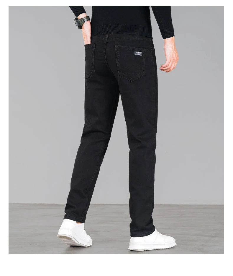 en’s winter fleece jeans, warm, loose straight fit casual and versatile