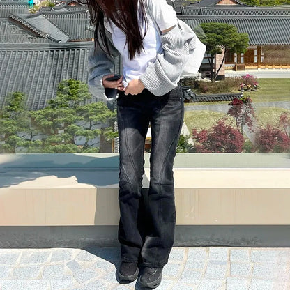 Vintage Low Waist Flare Jeans Korean Grunge Streetwear Denim