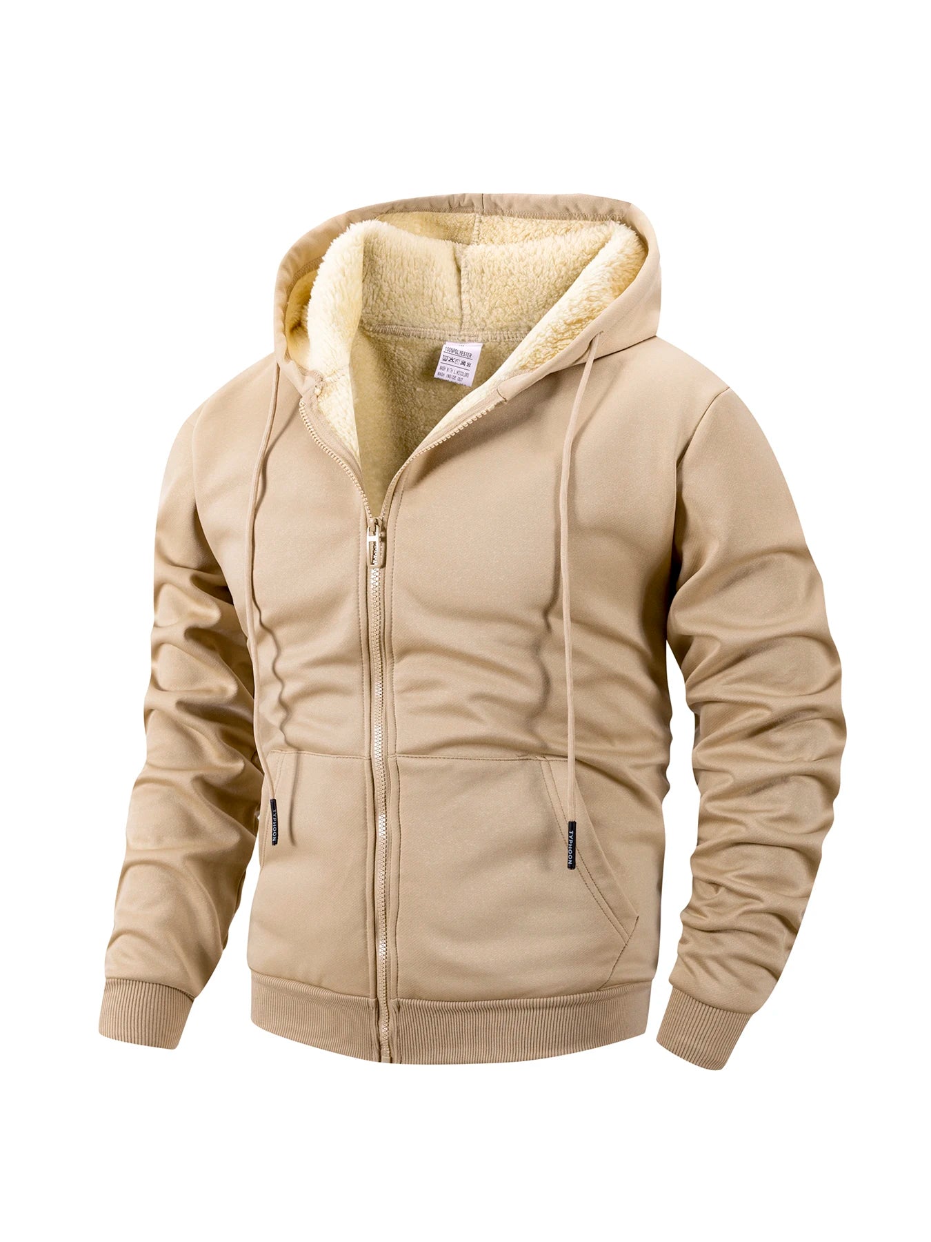 Men's Winter Zipper Jacket Fleece Hooded Coat