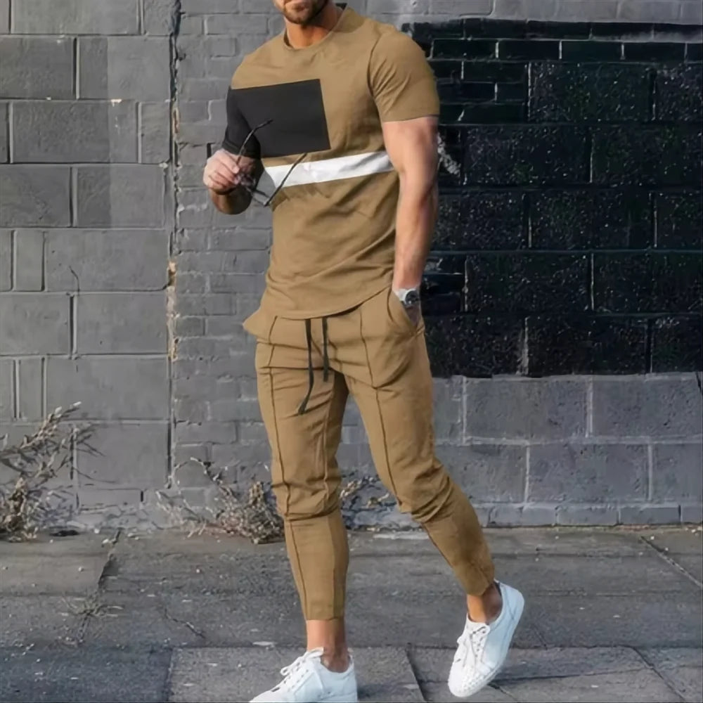 Men's 3D Smile Summer Sports Set – 2-Piece Jogging Outfit