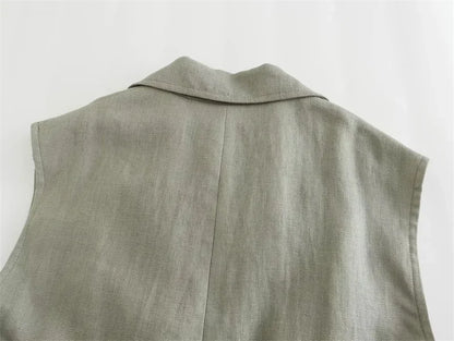 Women 2-Piece Summer Pants Set – Chic Vest & Wide Leg