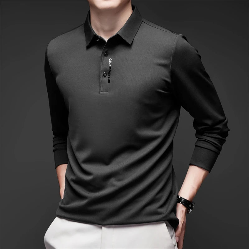Men's Long Sleeve Polo Shirt Comfortable Fashionable Versatile