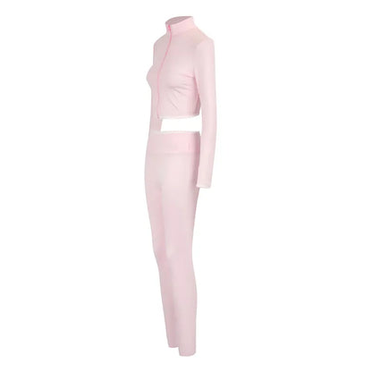 Autumn Women Pink 2-Piece Sports Suit