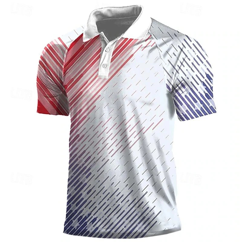 American Flag 3D Polo Shirt Men Independence Day