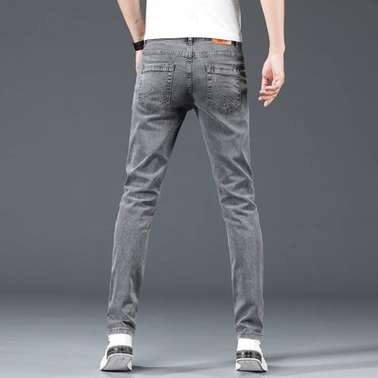 Men's Slim Stretch Denim Jeans – Blue/Grey