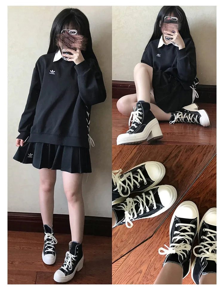 Stylish women’s platform canvas sneakers for casual fashion