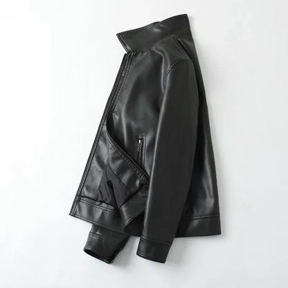 Men Bomber PU Leather Jacket – Slim Fit Casual Motorcycle Coat 2024