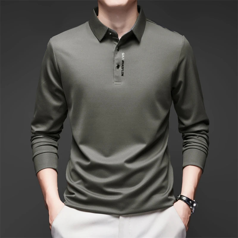 Men's Long Sleeve Polo Shirt Comfortable Fashionable Versatile